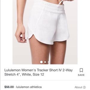 White Lululemon Women’s Tracker Shorts